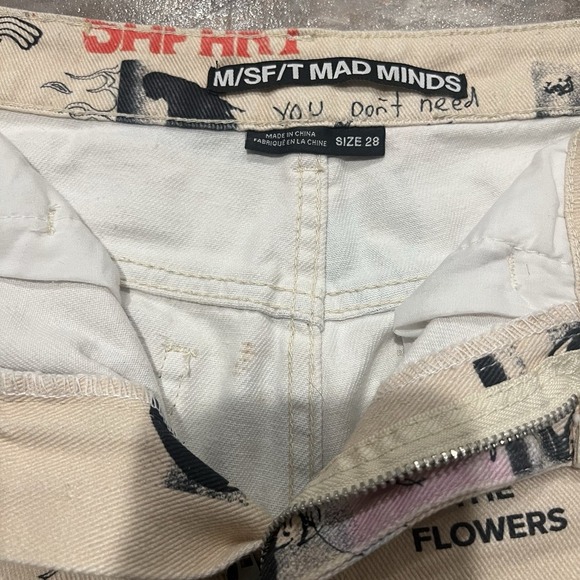 Urban Outfitters M/SF/T Misfit Mad Minds Cream Pant Size 28 Unisex Skater Pant - Picture 6 of 8